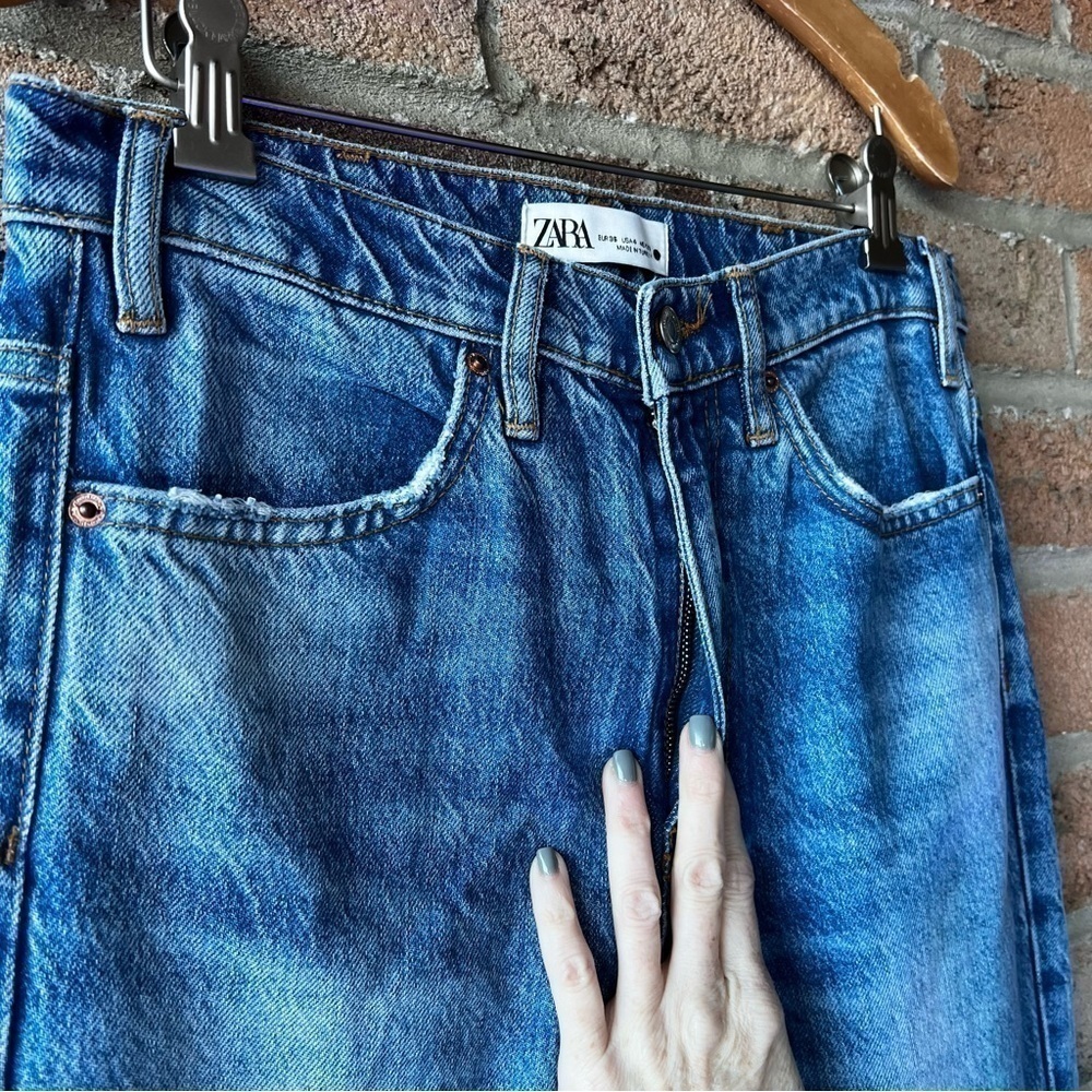 ZARA Vintage Flare Jeans High Rise Size 4 Tall Blue Denim - Picture 6 of 10